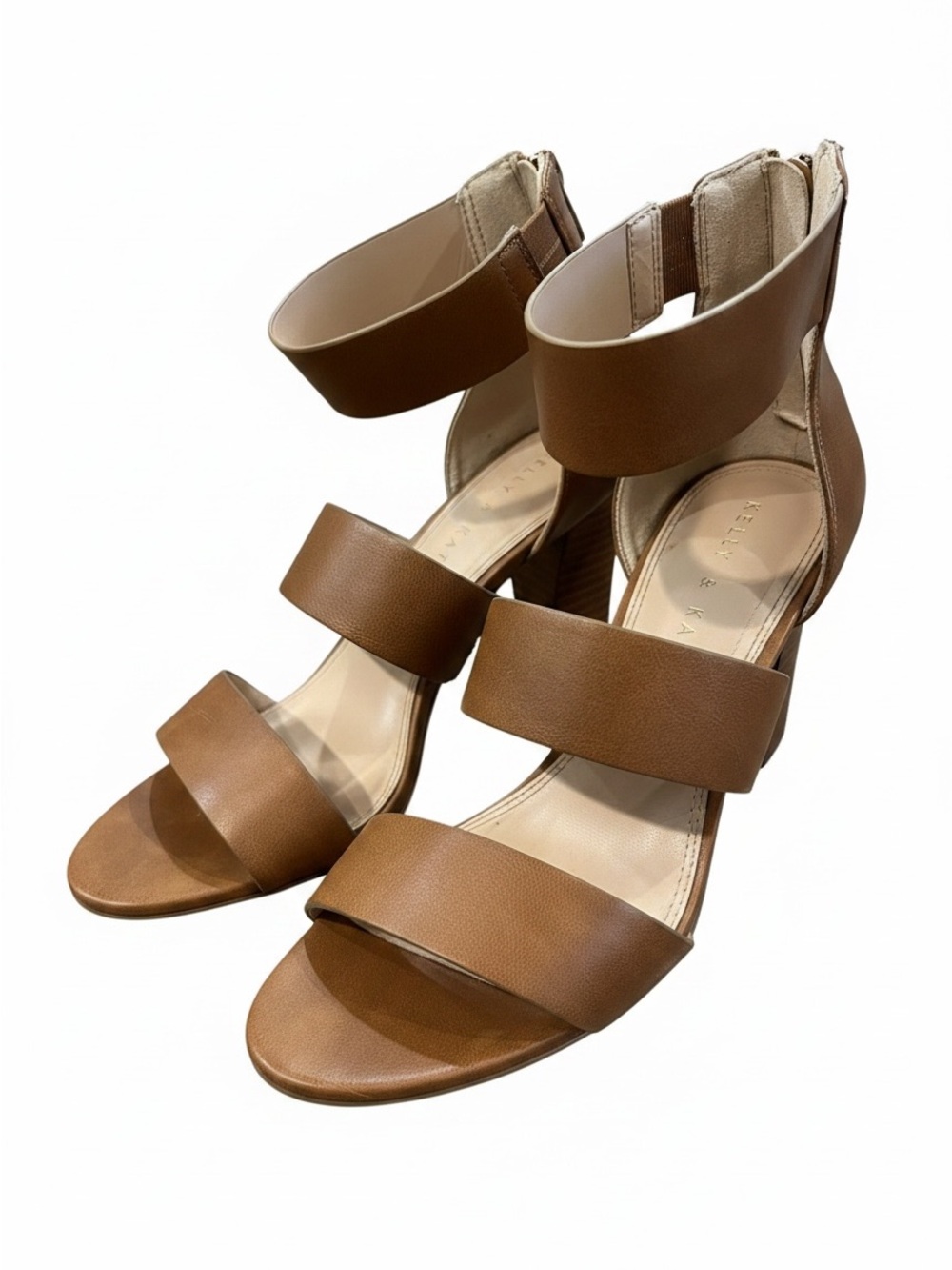 Kelly & Katie Charlotte Brown Strappy Block Heel Sandals Size 8